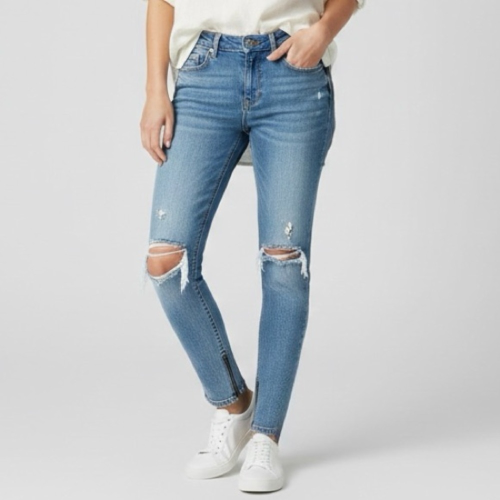Religion Force Super Skinny Jeans Light Wash Distressed Zipper Ankles